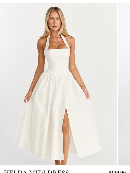Showpo. Dresses & Skirts - Showpo Ivory Halter Midi Dress with Side Slit